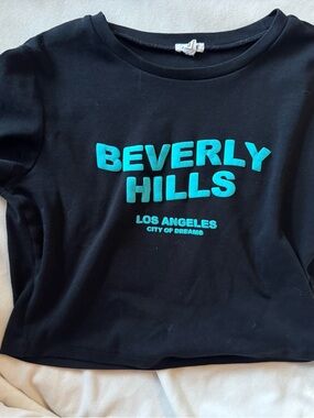 Garage Black Tee with Teal Beverly Hills Graphic